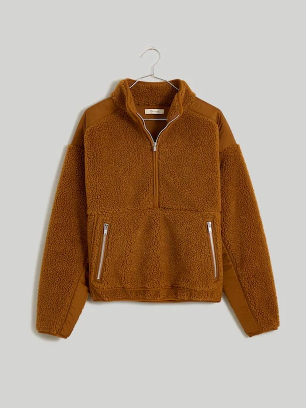 Women’s Madewell Half-Zip Sherpa Pullover Sweater - Mustard